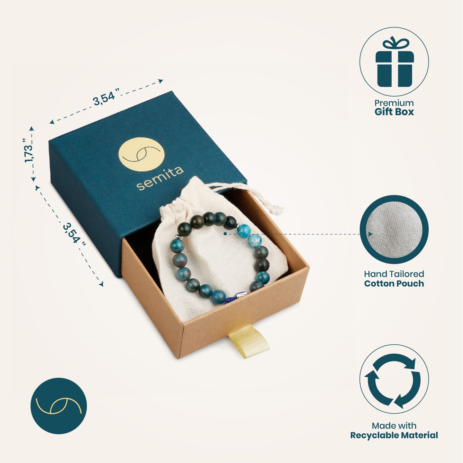 Apatite and Blood Stone bracelet in gift box