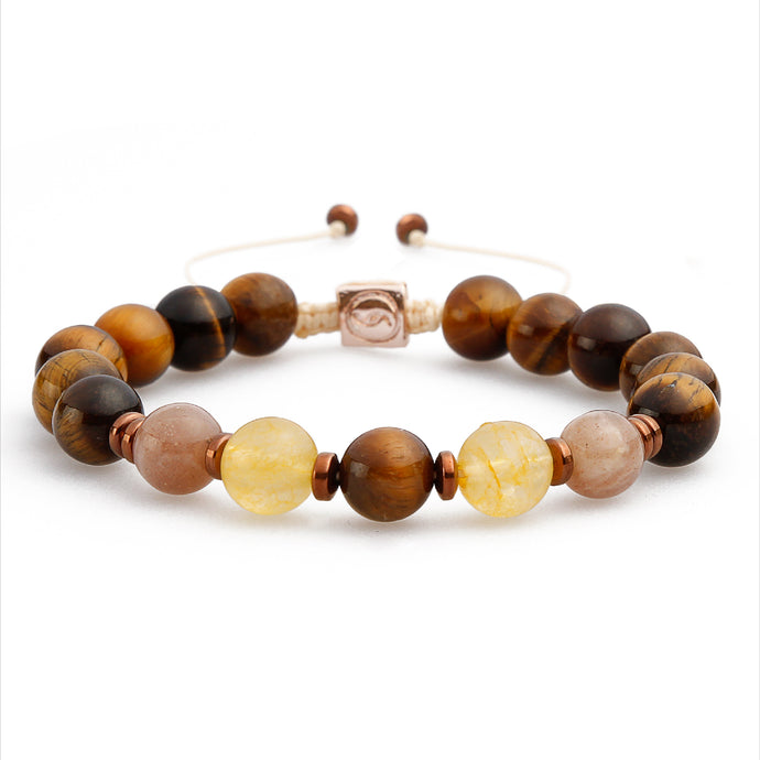 Tigers eye sun stone and citrine healing natural gemstone bracelet