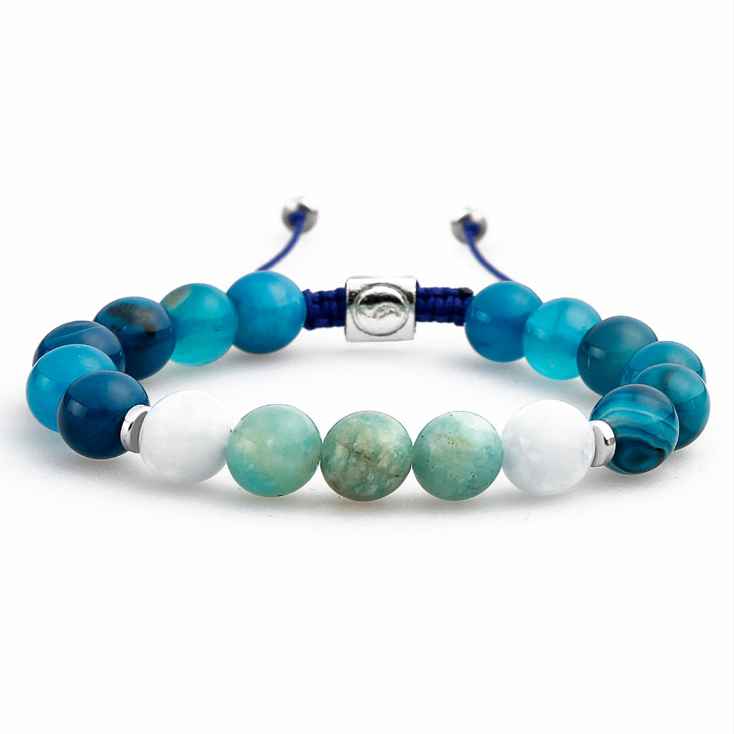 Aquamarine blue lace agate amazonite blue healing natural gemstone bracelet