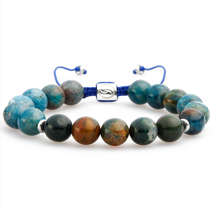 Apatite and Blood Stone healing gemstone beaded bracelet for wellbeing and health