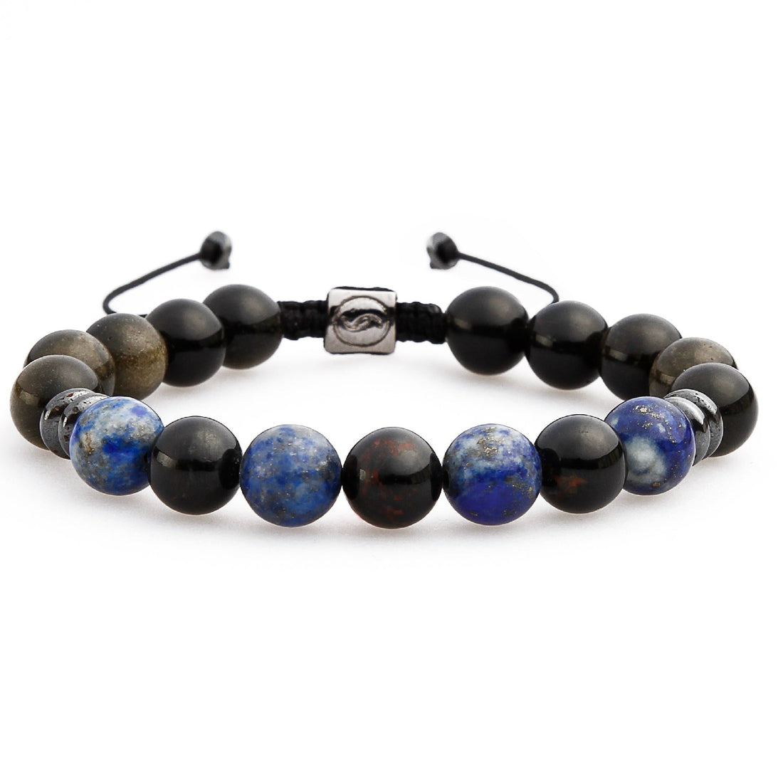 Lapis Lazuli Obsidian Black Tourmaline healing natural gemstone beaded bracelet for Shield and Protection for Men and Women